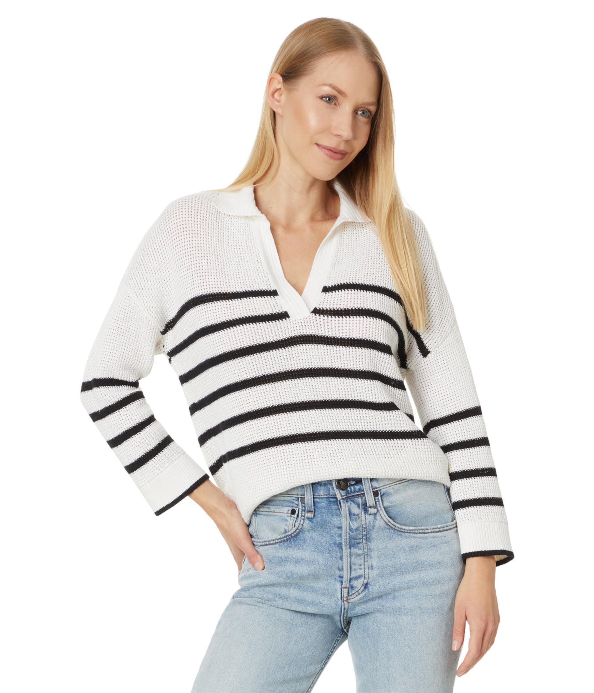 Textured Stripe Polo Sweater Lilla P