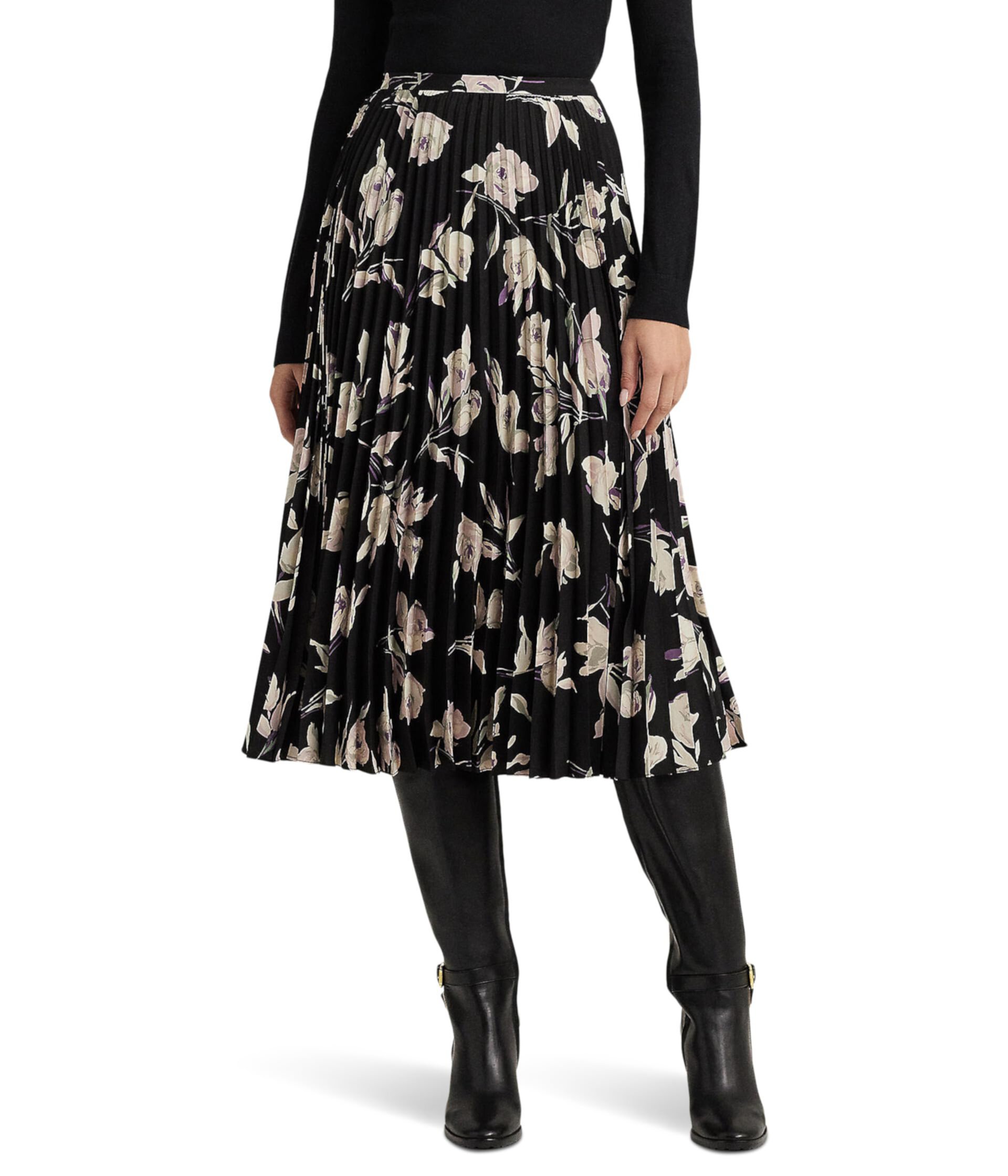 Плиссированная юбка-миди из жоржета с цветочным принтом LAUREN Ralph Lauren