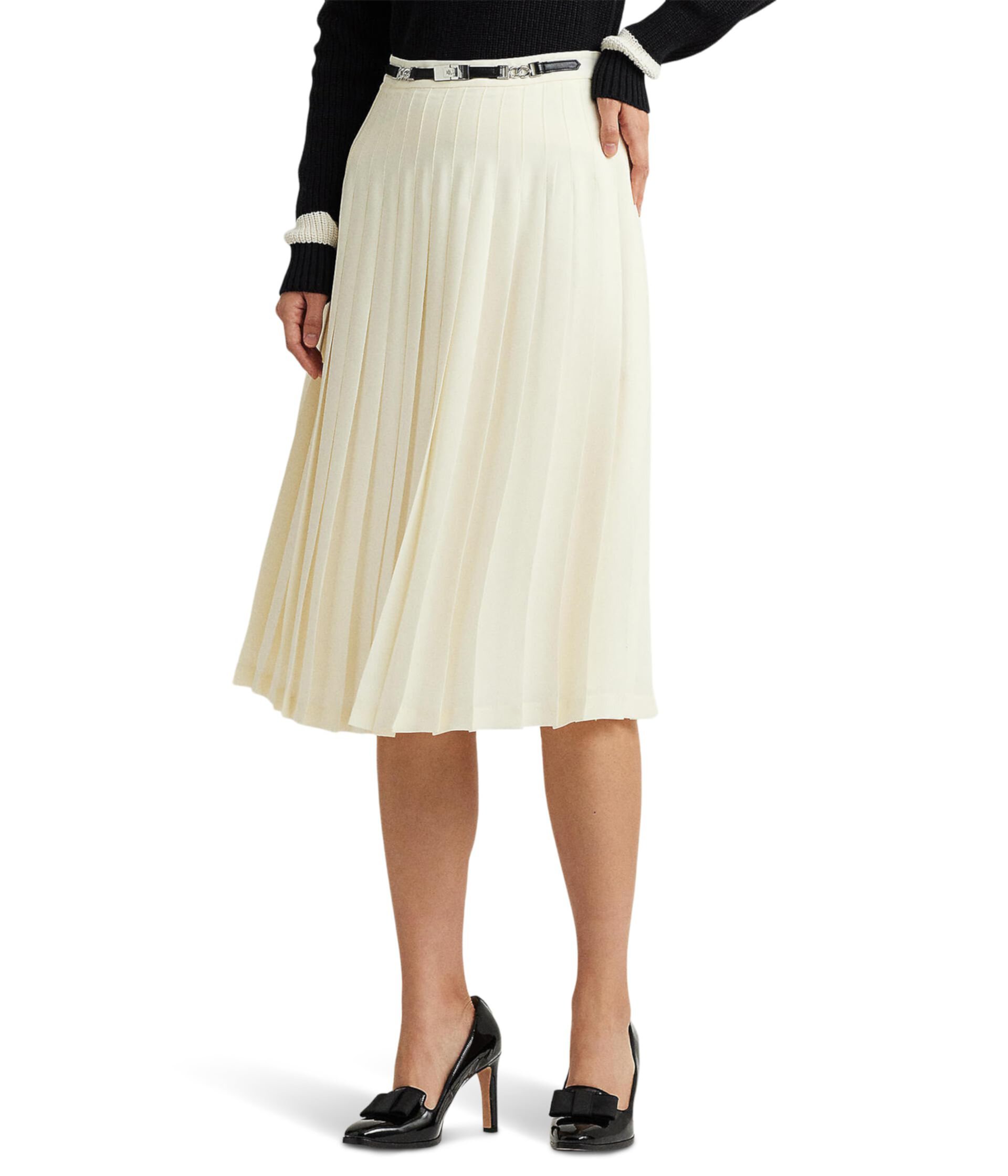 Плиссированная юбка из жоржета с поясом LAUREN Ralph Lauren