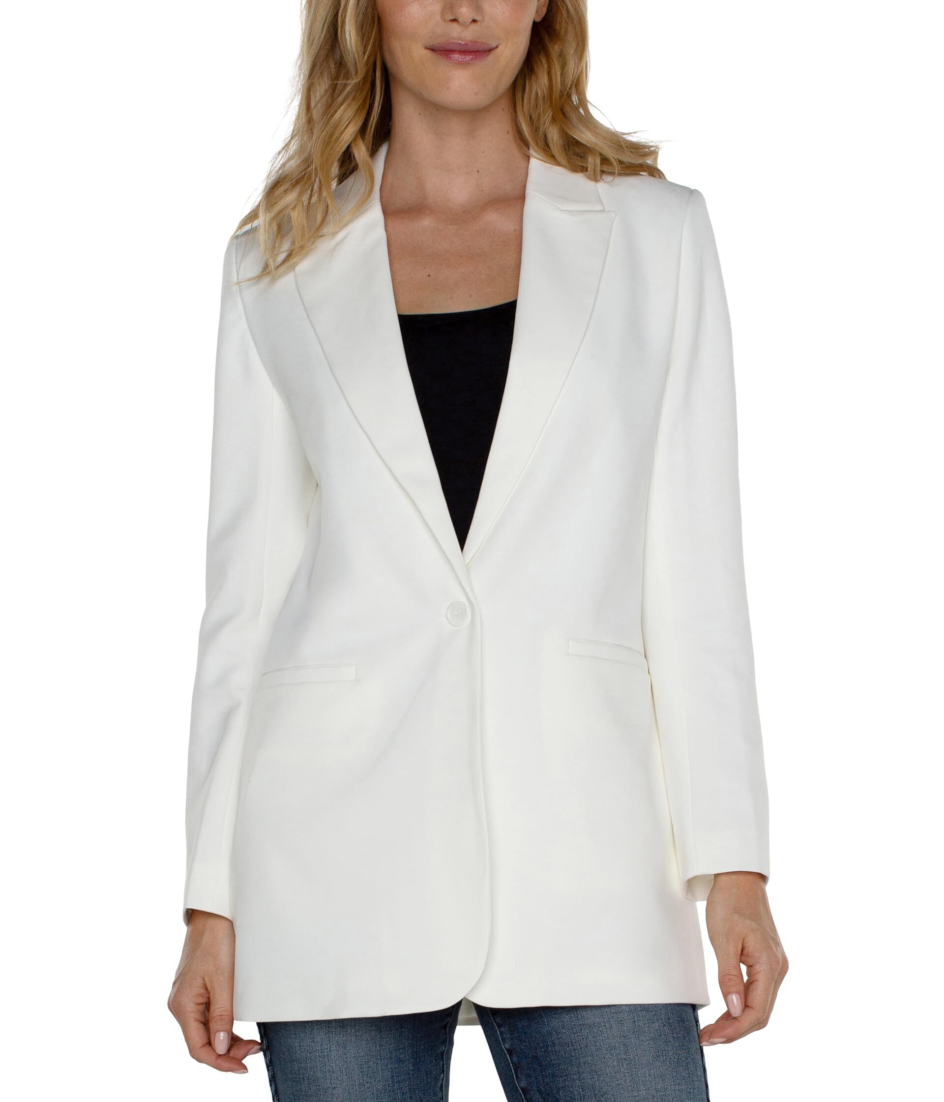 Button Front Boyfriend Blazer Luxe Stretch Suiting Liverpool Los Angeles