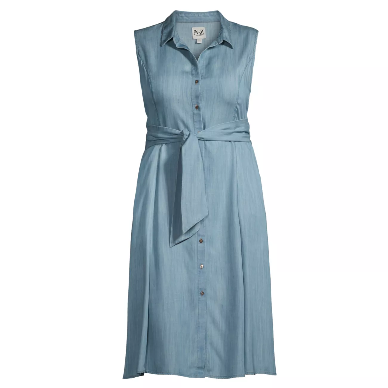 Джинсовое платье-рубашка из шамбре с завязками на талии NIC+ZOE