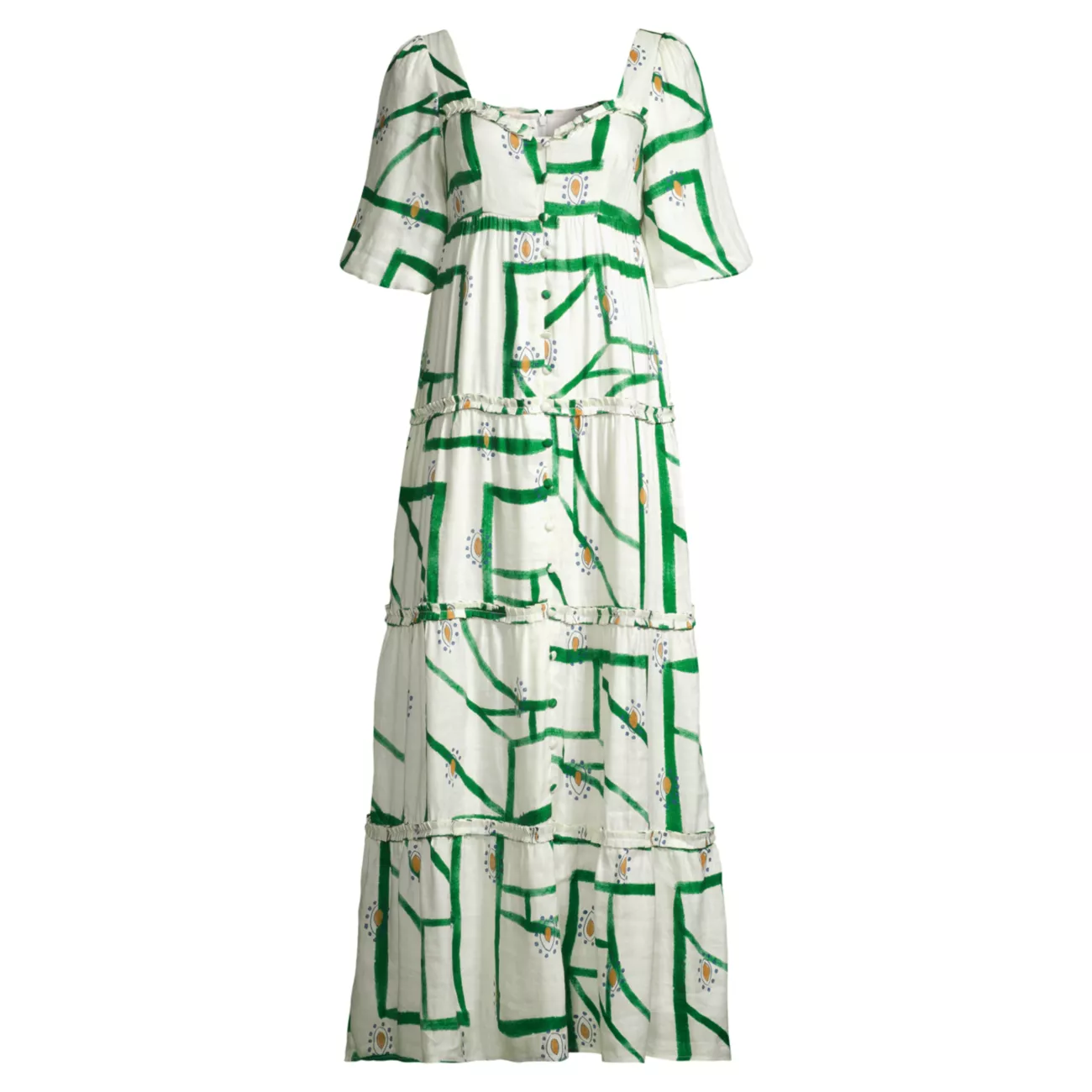 Многоуровневое платье макси Harlow с геометрическим принтом SANCIA