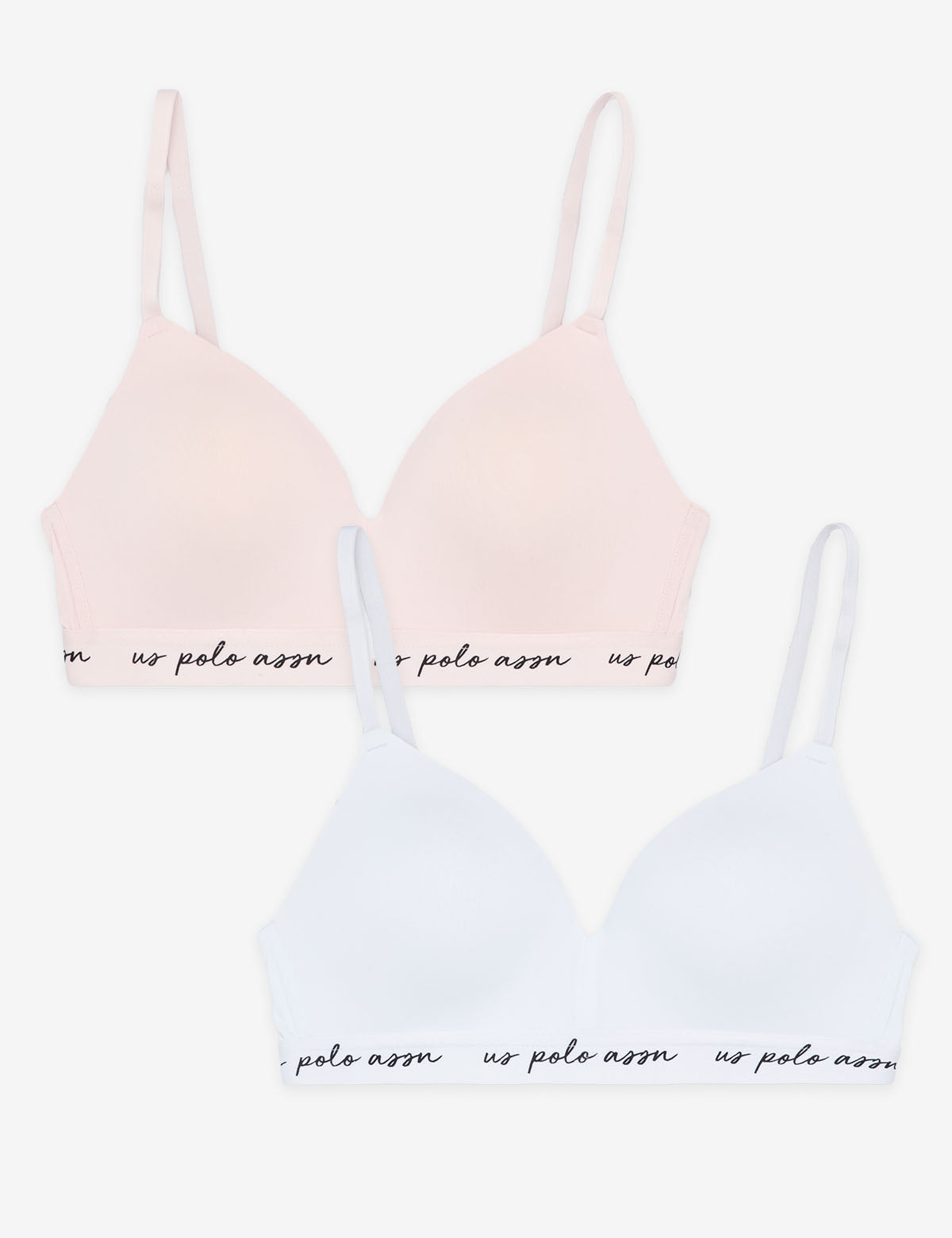 2PK WIRE FREE CLASP BACK BRAS WITH ADJUSTABLE STRAPS U.S. POLO ASSN.