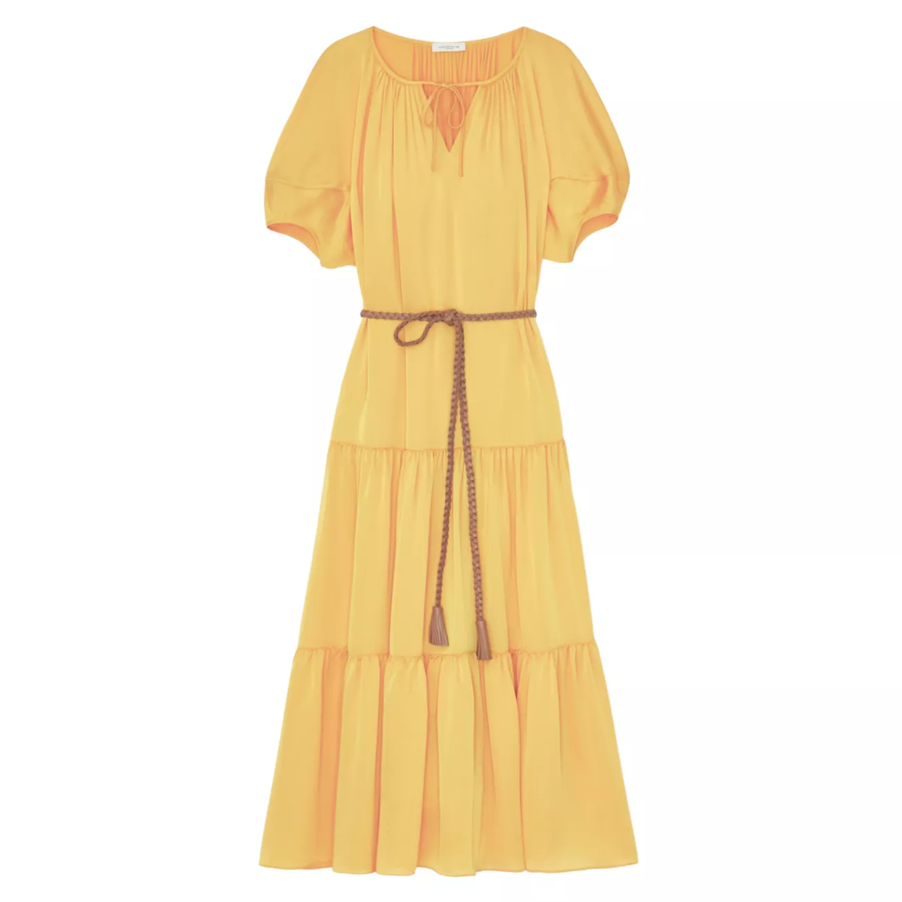 Плиссированное многоярусное платье-миди с поясом Lafayette 148 New York