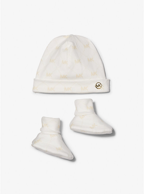 Хлопковая шляпа с логотипом и пинетки, подарочный набор для ребенка Michael Kors Kids