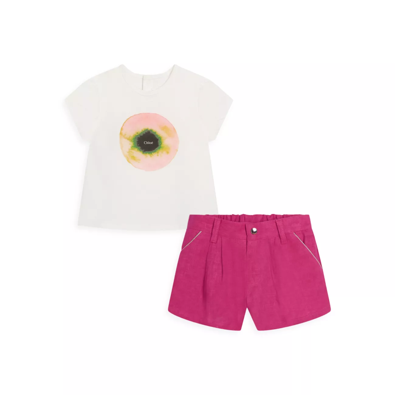 Для маленьких девочек &amp; Двухкомпонентная футболка для маленькой девочки и усилитель; Комплект шорт Chloe