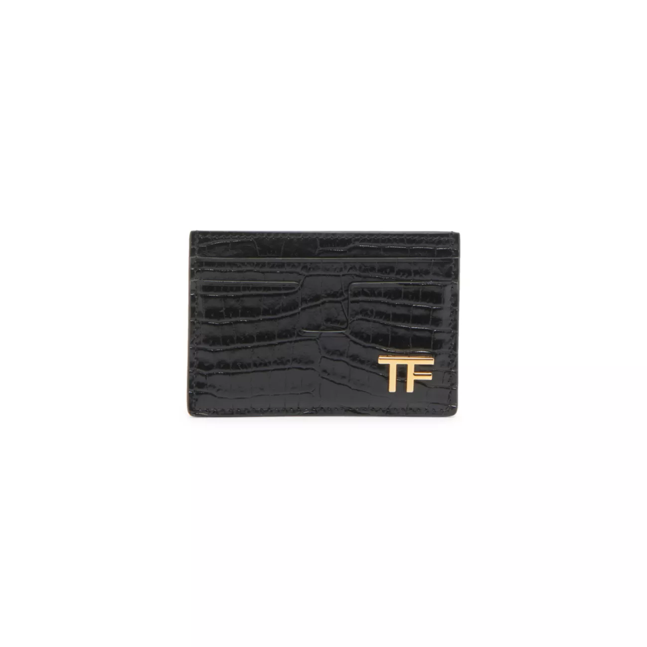Кожаный футляр для карт с золотистым логотипом Tom Ford