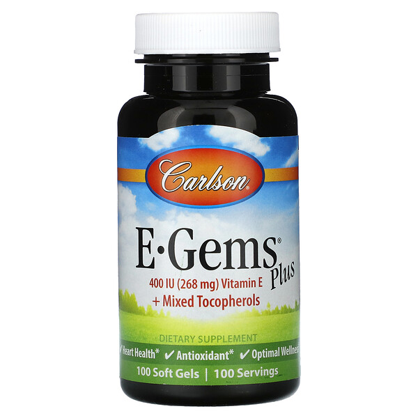 E-Gems Plus, 400 МЕ (268 мг), 100 мягких таблеток Carlson