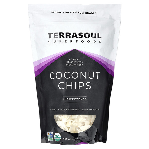 Кокосовые чипсы, несладкие, 12 унций (340 г) Terrasoul Superfoods