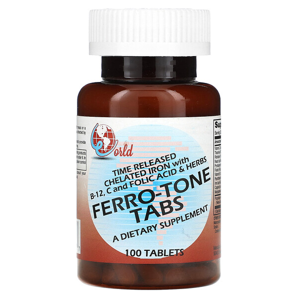 Таблетки Ferro-Tone, 100 таблеток World Organic