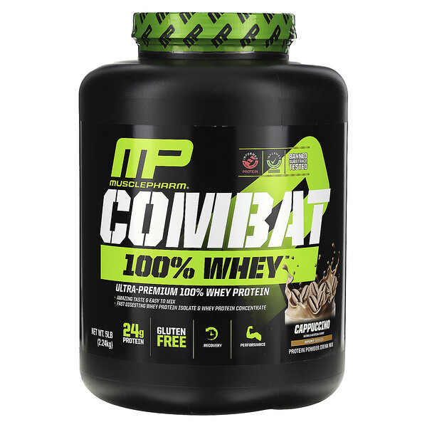 Combat 100% Whey Protein, капучино, 5 фунтов (2,24 кг) MusclePharm