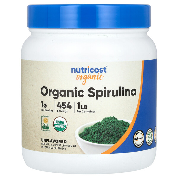 Органическая Спирулина - 1г на порцию - 454 г - Nutricost Nutricost