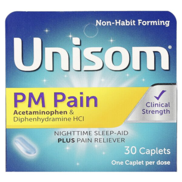 PM Pain, Ночное средство для сна с обезболивающим - 30 таблеток - Unisom Unisom