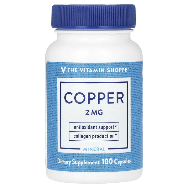 Медь, 2 мг, 100 капсул The Vitamin Shoppe
