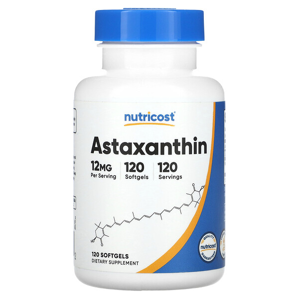 Астаксантин - 12 мг - 120 мягких капсул - Nutricost Nutricost