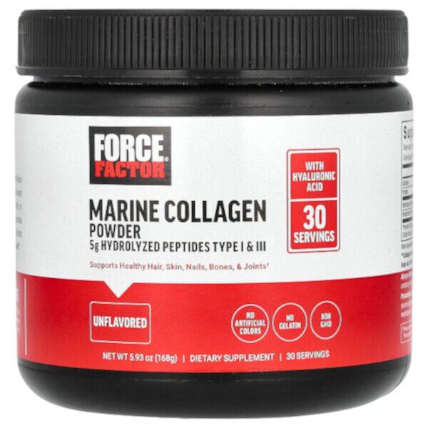 Marine Collagen Powder (Порошок), Unflavored (Без вкуса), 5.93 oz (Унции) (168 g) Force Factor