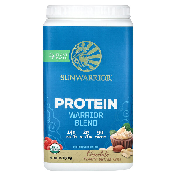 Warrior Blend, протеин, шоколадно-арахисовое масло, 1,65 фунта (750 г) Sunwarrior