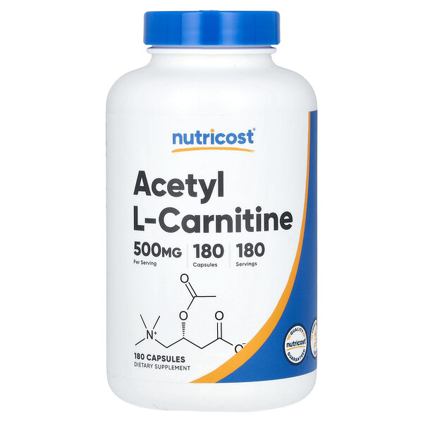 Ацетил L-Карнитин - 500 мг - 180 капсул - Nutricost Nutricost