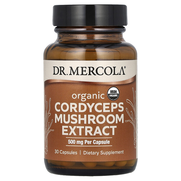 Органический экстракт гриба кордицепс, 500 мг, 30 капсул Dr. Mercola