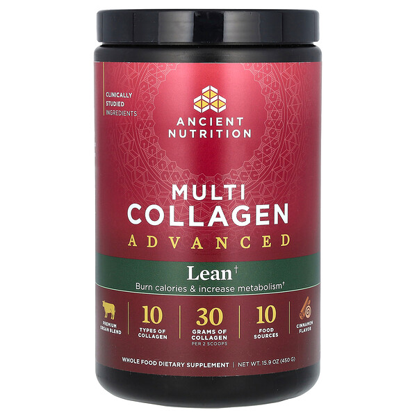 Multi Collagen Advanced, постный, корица, 15,9 унций (450 г) Ancient Nutrition
