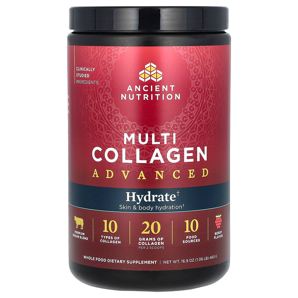 Multi Collagen Advanced, Гидрат, ягоды, 16,9 унций (480 г) Ancient Nutrition