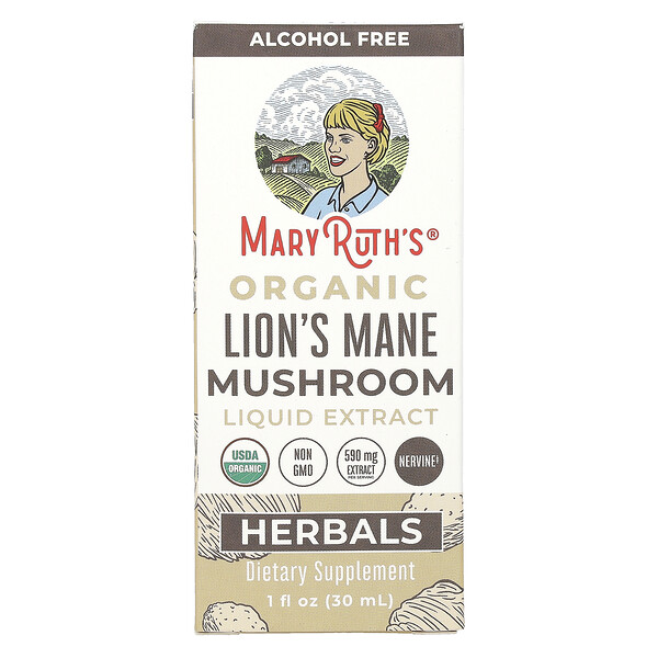 Органический жидкий экстракт гриба львиной гривы, без спирта, 590 мг, 1 жидкая унция (30 мл) MaryRuth's