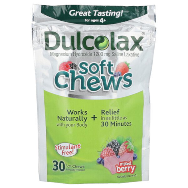 Soft Chews Kids, для детей от 4 лет, ягодная смесь, 30 мягких жевательных конфет Dulcolax