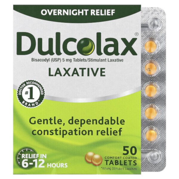 Слабительное - 5 мг Бисакодил - 50 покрытых таблеток - Dulcolax Dulcolax