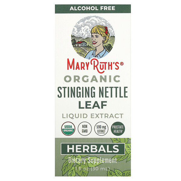 Органический жидкий экстракт листьев крапивы двудомной, без спирта, 590 мг, 1 жидкая унция (30 мл) MaryRuth's