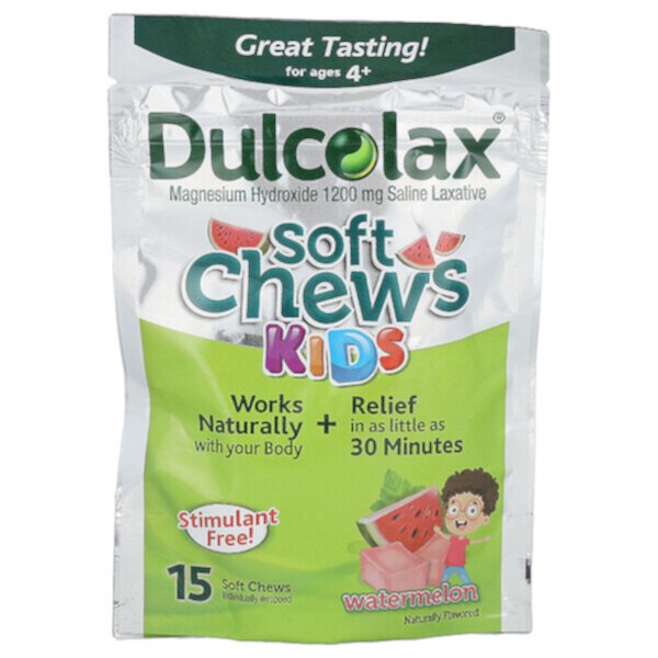 Soft Chews Kids, возраст 4+, арбуз, 15 мягких жевательных конфет Dulcolax