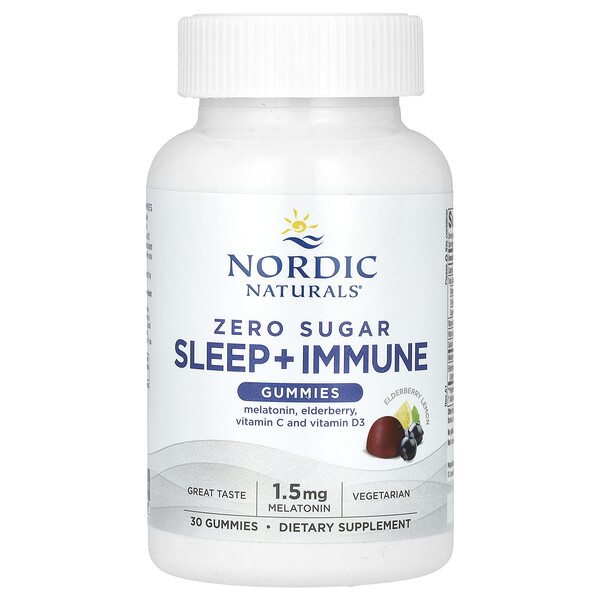 Жевательные конфеты Sleep + Immune, без сахара, бузина и лимон, 30 жевательных конфет Nordic Naturals