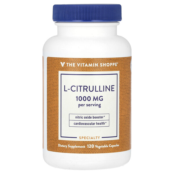 L-цитруллин, 1000 мг, 120 растительных капсул (500 мг на капсулу) The Vitamin Shoppe