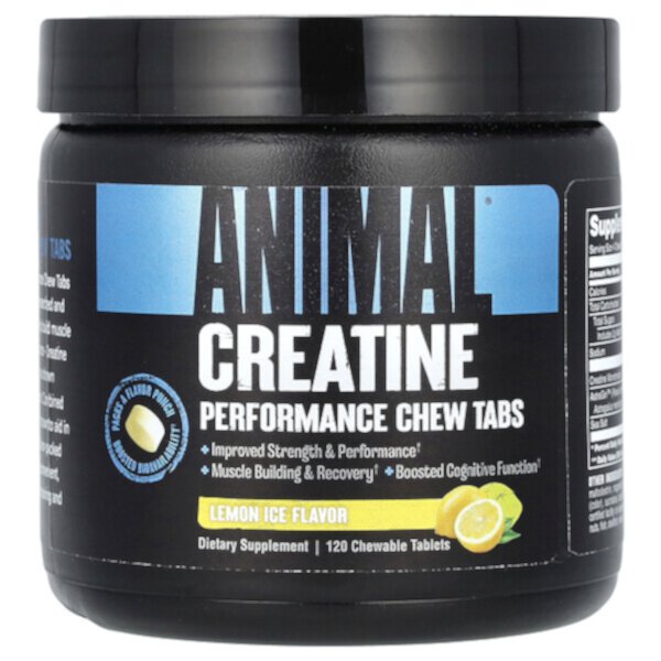Creatine Performance Chew Tabs, лимонный лед, 120 жевательных таблеток Animal