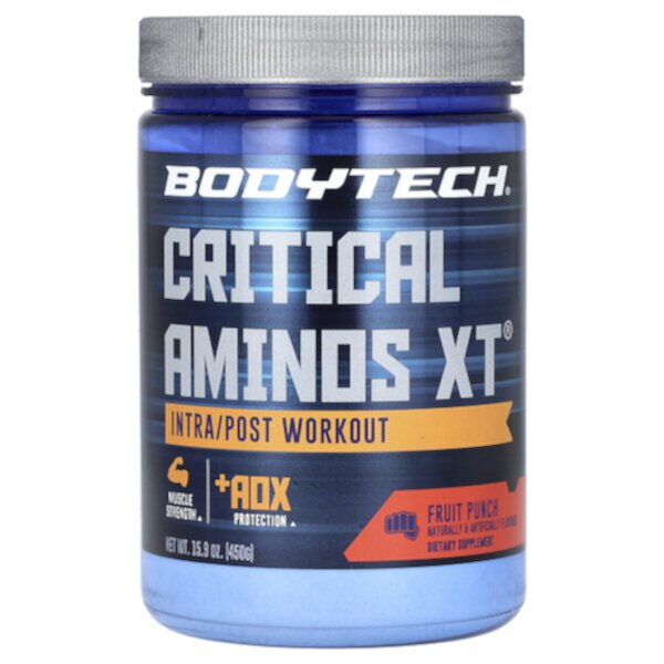 Critical Aminos XT, Фруктовый пунш во время и после тренировки, 15,9 унции (450 г) BodyTech