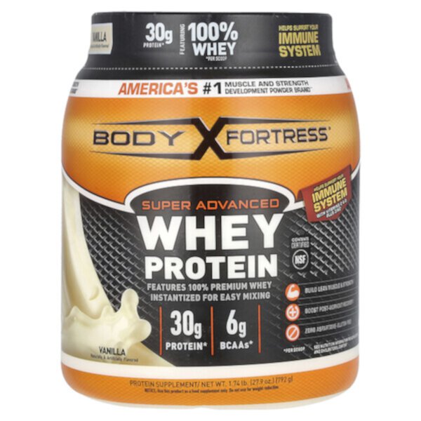 Super Advanced Whey Protein, ваниль, 1,74 фунта (792 г) Body Fortress