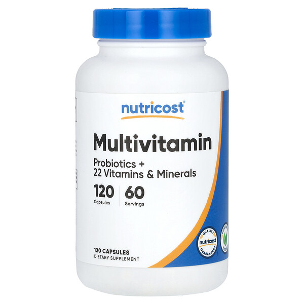Мультивитамин, Пробиотики + 22 Витамина и Минерала - 120 Капсул - Nutricost Nutricost