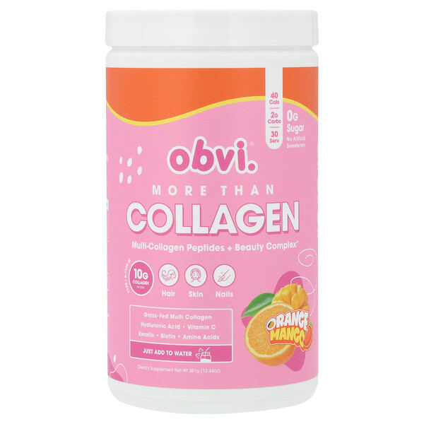 More Than Collagen, Мультиколлагеновые пептиды + косметический комплекс, апельсин и манго, 13,44 унции (381 г) Obvi