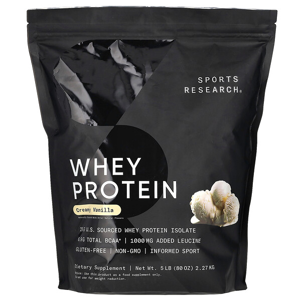 Whey Protein, Creamy Vanilla, 5 lb (Фунты) (2.27 kg) Sports Research