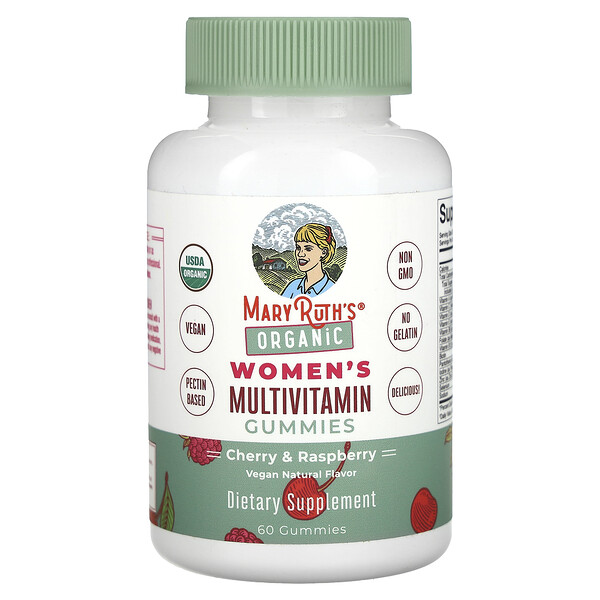 Органические женские мультивитамины, вишня и малина, 60 жевательных таблеток MaryRuth's