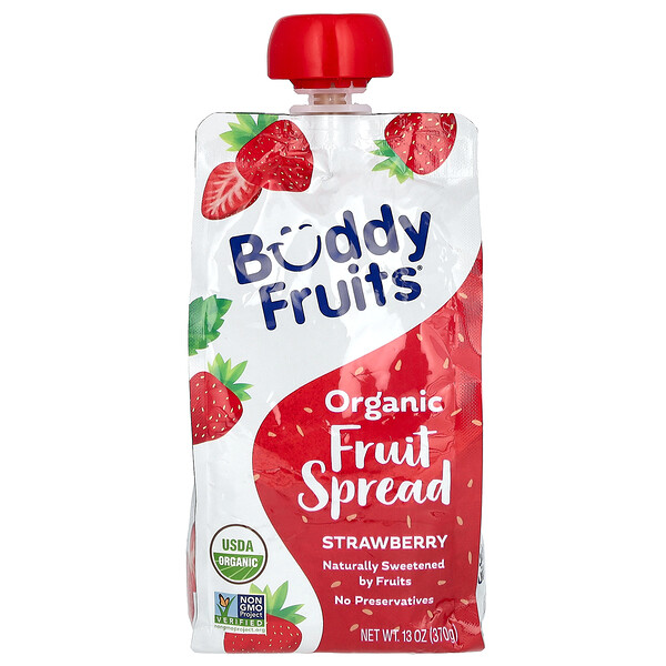 Органическая фруктовая паста, клубника, 13 унций (370 г) Buddy Fruits