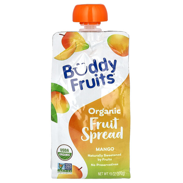 Органическая фруктовая паста, манго, 13 унций (370 г) Buddy Fruits