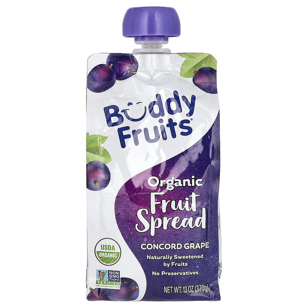 Органическая фруктовая паста, виноград Конкорд, 13 унций (370 г) Buddy Fruits