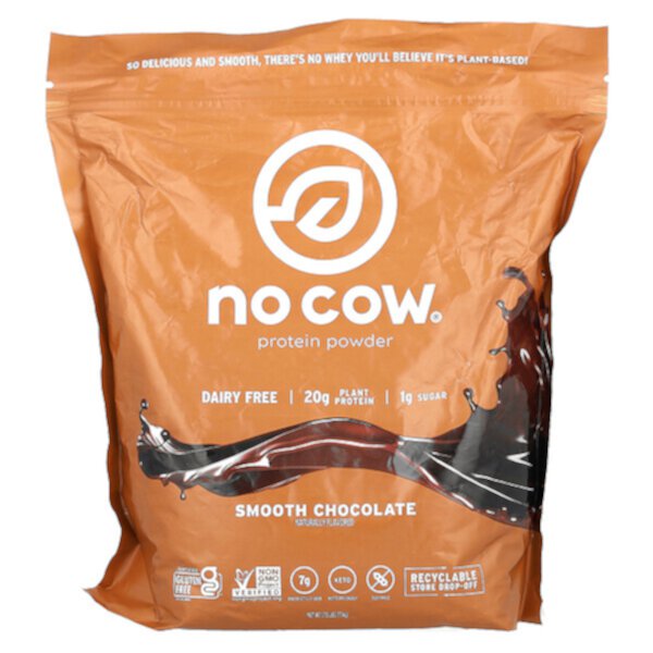 Протеиновый порошок, гладкий шоколад, 1,7 фунта (774 г) No Cow