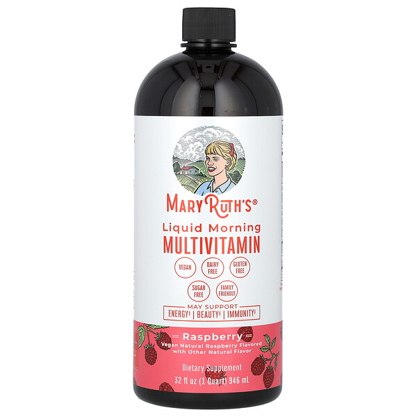 Liquid Morning Multivitamin, малина, 32 жидких унции (946 мл) MaryRuth's