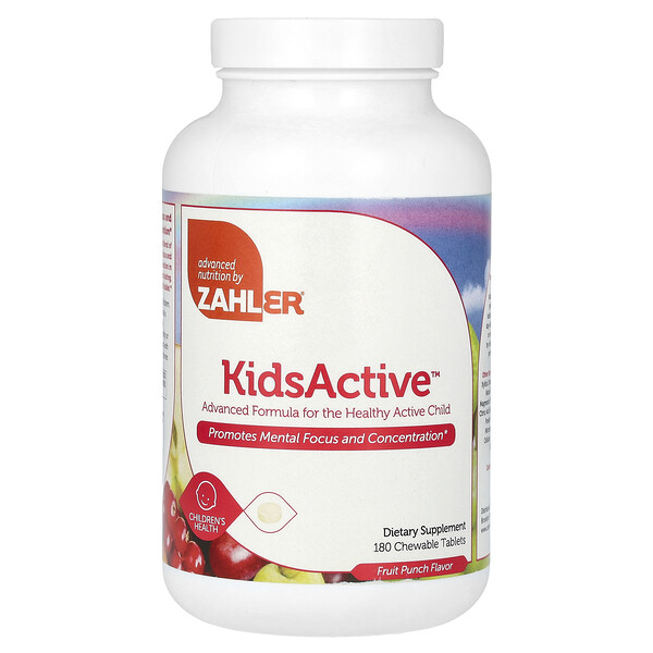 KidsActive, Фруктовый пунш, 180 жевательных таблеток Zahler
