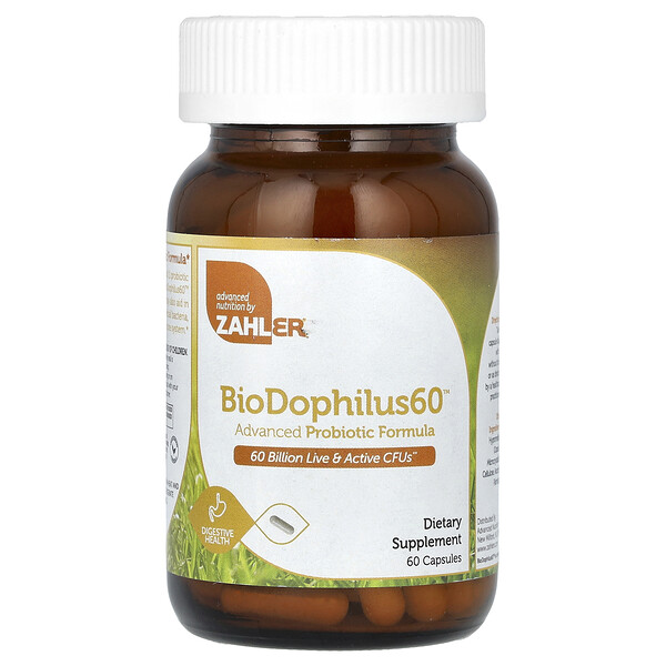 BioDophilus60, Продвинутая пробиотическая формула, 60 миллиардов CFU, 60 капсул Zahler