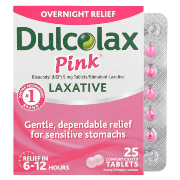 Розовый слабительное - 5 мг - 25 обезболивающих таблеток - Dulcolax Dulcolax