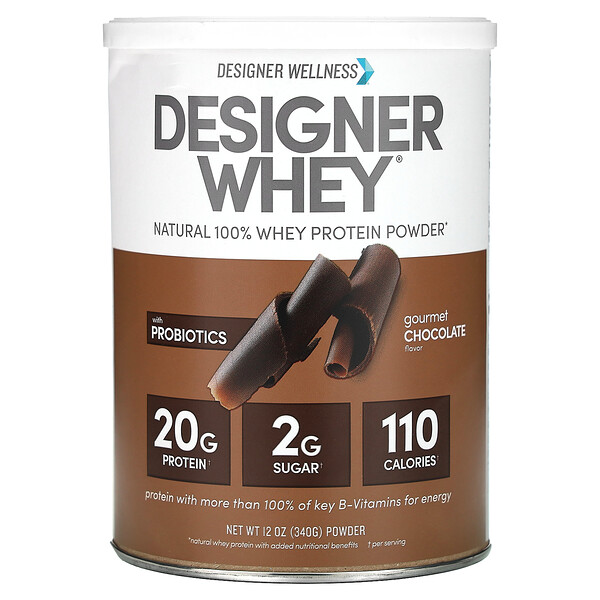 Designer Whey, Натуральный 100% порошок сывороточного протеина, изысканный шоколад, 12 унций (340 г) Designer Wellness