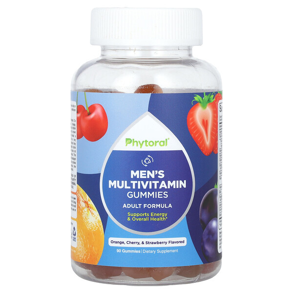 Мужской мультивитамин в жевательных конфетах, апельсин, вишня и клубника - 90 жевательных конфет - Phytoral Phytoral