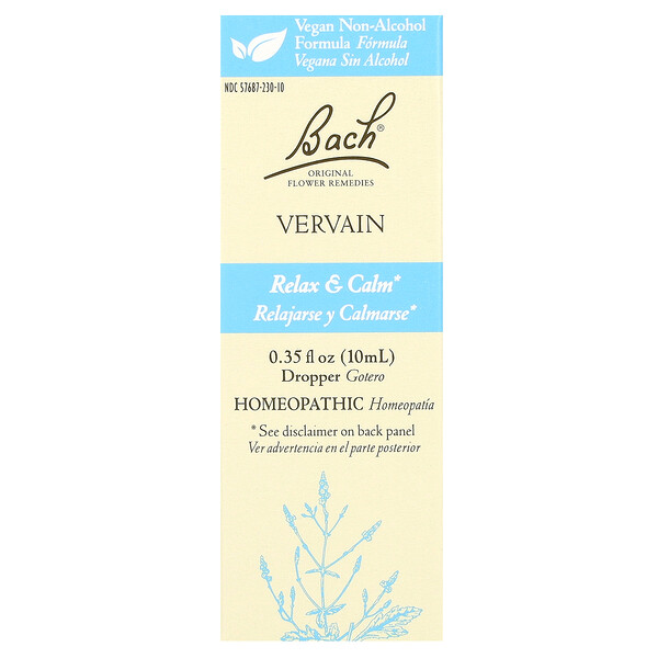 Original Flower Remedies, Vervain, 0.35 fl oz (Жидкие унции) (10 ml) Bach